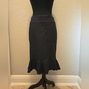 Express, pencil skirt with bottom hem ruffle, size 0 , color black